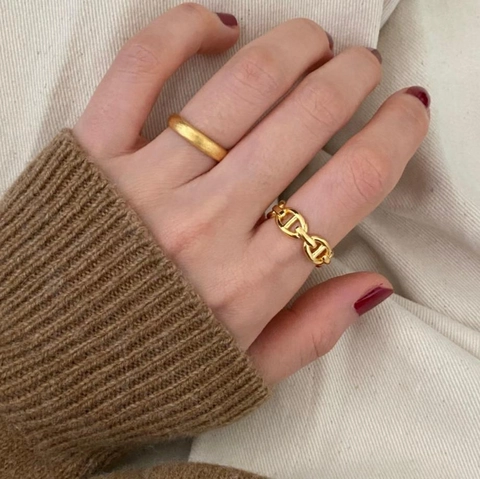 925 Sterling Zilveren Ring Ankerschakel Open Verstelbaar Minimalistische Franse Stijl Mode Sieraden Voor Dames Elegant
