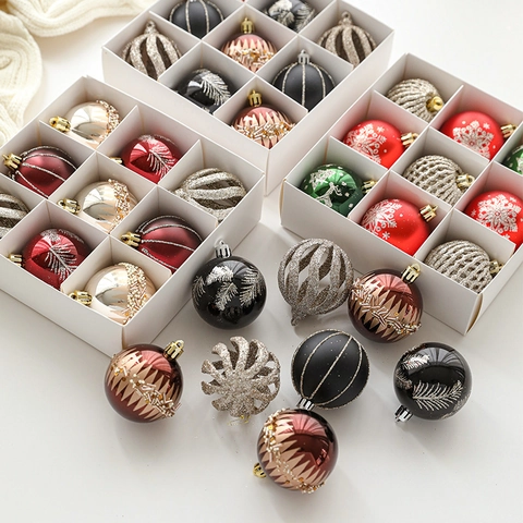 Ornamenti Per Palle Di Natale In Plastica Galvanizzata Motivi Glitter Per Decorazioni Appese All'albero