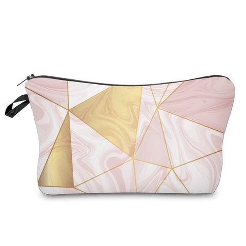 Kulturtasche Aus Polyester Mit Marmordruck Wasserdichter Reise-Organizer Für Make-up Tragbare Reißverschlusstasche