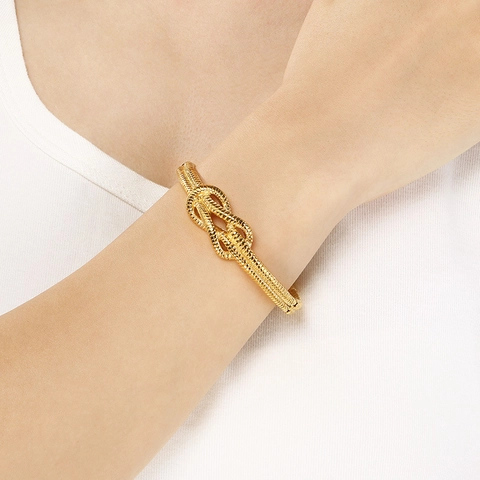 Stainless Steel Knot Bangle Bracelet Spiral Cable Texture Open Hinged Cuff Retro Fashion Jewelry For Women Men