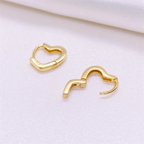 925 Sterling Zilveren Hart Hoop Oorbellen Minimalistisch Trendy Elegant Luxe Stijl Sieraden Voor Vrouwen