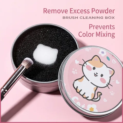 Makeup Brush Cleaner Sponge Quick Dry Cleaning Metal Tin Activated Carbon Filter For Color Switch Portable Cosmetic Tool