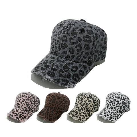 Cappello Da Baseball Con Stampa Leopardata Distressed Cotone Retro Regolabile Sole Donna Vintage