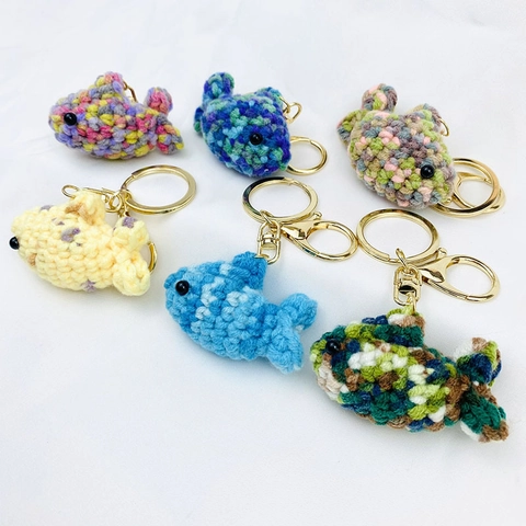 Handmade Crocheted Clownfish Keychain Ocean Animal Yarn Knitted Fish Doll Bag Charm Pendant For Students Friends Gift Accessories