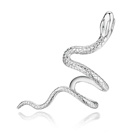 Orecchino a Clip a Forma di Serpente in Argento Sterling 925 Vintage per Uomo Donna Senza Buco Regolabile Stile Cool Gioielli