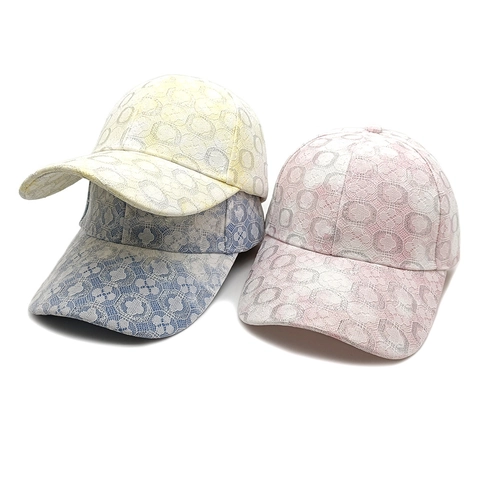 Gorra De Béisbol De Encaje Para Mujer Transpirable Hueco Patrón Geométrico Protección Solar Ajustable Moda Verano