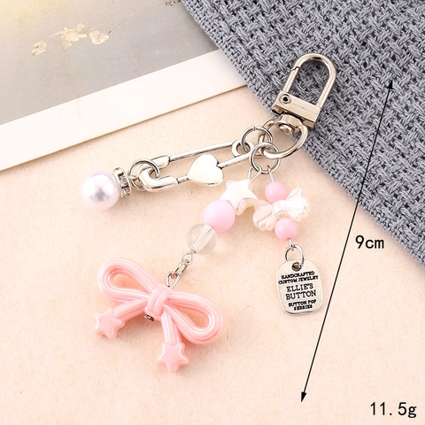 Lindo Llavero de Lazo de Acrílico Mariposa Estilo INS Perlas Decoración de Bolso Encanto de Estuche de Auriculares para Mujeres Niñas