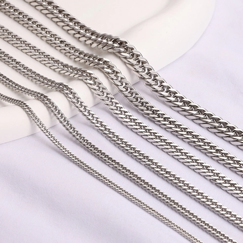Roestvrijstalen Cubaanse Schakelketting Dubbel Geweven Vierzijdig Gepolijst DIY Sieraden Maken Accessoires