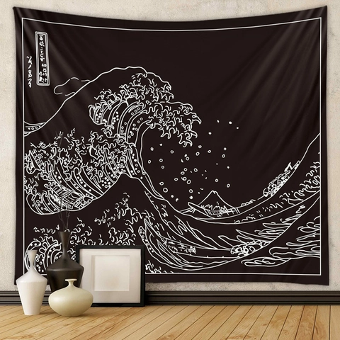Arazzo Giapponese Ukiyo-e Grande Onda Poliestere Appeso A Parete Coperte D'Arte Decorativa Per Camera Da Letto Soggiorno