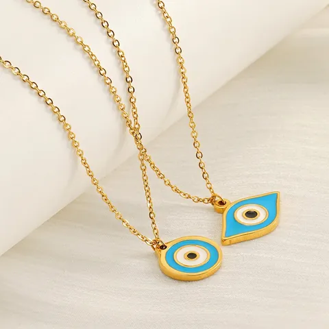 Evil Eye Anhänger Halskette 18K Vergoldet Edelstahl Emaille Türkisch Nazar Schlüsselbein Kette Schmuck Für Damen