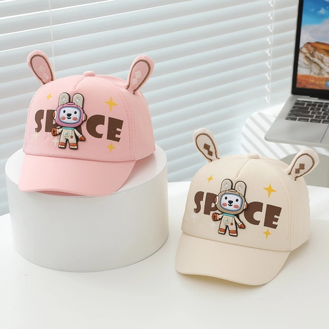 Kids Baseball Cap Bunny Ears Astronaut Rabbit Cotton Blend Cute Cartoon Sun Protection Adjustable For Toddlers