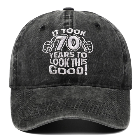 Washed Cotton Baseball Cap Embroidered 70th Birthday Gift Hat Distressed Vintage Style Adjustable Outdoor Sun Hat Men Women