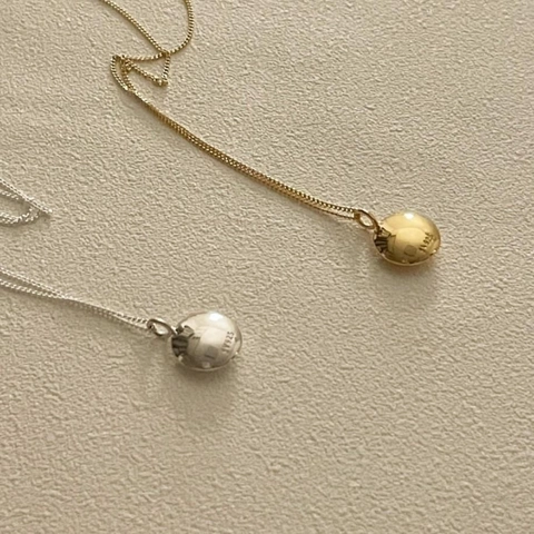 925 Sterling Silber Bohne Anhänger Halskette Minimalistisch Polierte Runde Kugel Schmuck Für Damen