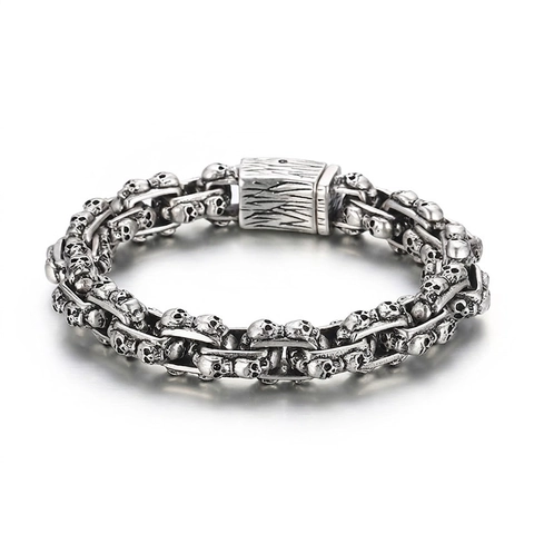 Bracciale A Catena Con Teschio In Acciaio Inossidabile Da Uomo Punk Gothic Retro Gioielli