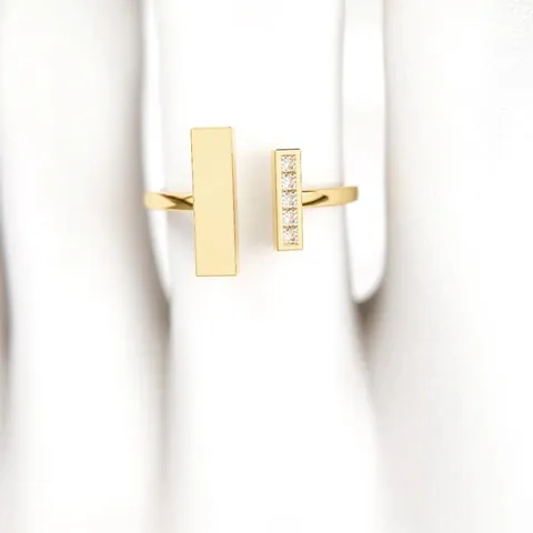 Anello Regolabile Geometrico Moderno Rame Con Zirconia Cubica Design Doppia Barra Asimmetrica Gioielli Minimalisti Per Donne