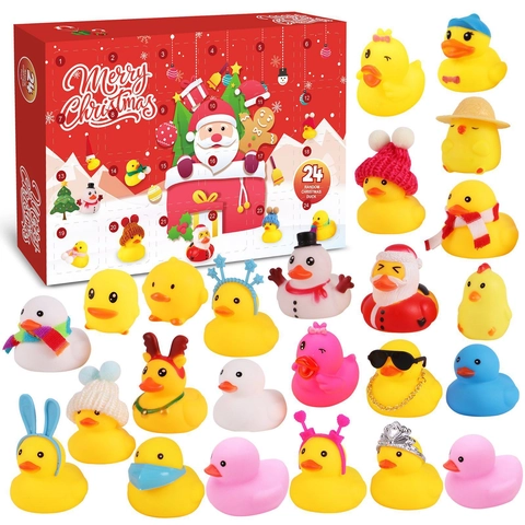 Christmas Advent Calendar Rubber Ducks Countdown Blind Box Festive Decor Toys For Kids Bath Time Various Styles