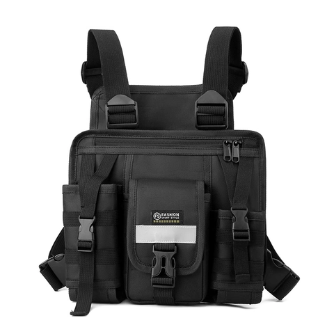 Bolso De Pecho Táctico Para Hombre Tela Oxford Multibolsillo Correa Ajustable Reflectante Techwear Streetwear Repelente Al Agua