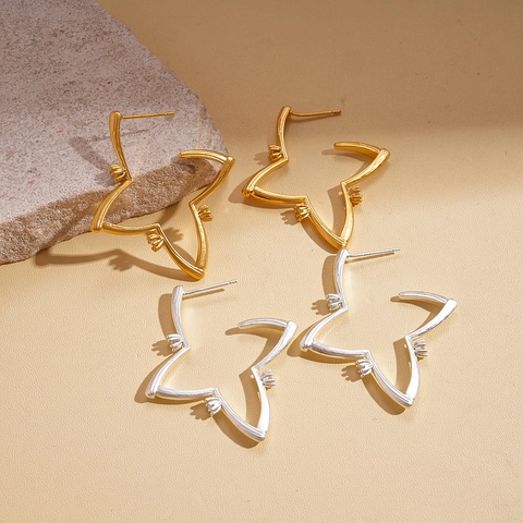 Starburst Stud Earrings Copper With Zircon And 925 Sterling Silver Earring Post Hollow Simple Elegant For Women