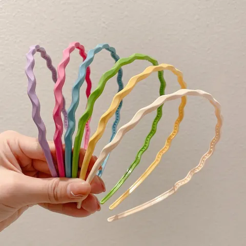 Thin Wavy Headband Candy Color Plastic Hair Hoop Non-slip Teeth Design Sweet Style Hair Accessories For Women Girls