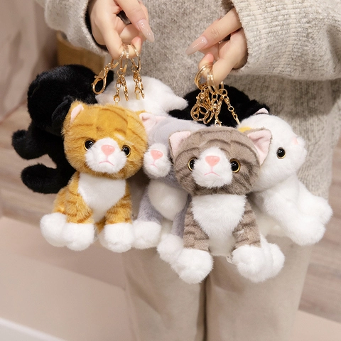 Süßer Realistischer Katzen Plüsch Schlüsselanhänger Weiche Nerzsamt Kätzchen Puppe Anhänger Für Tasche Rucksack Deko Geschenk