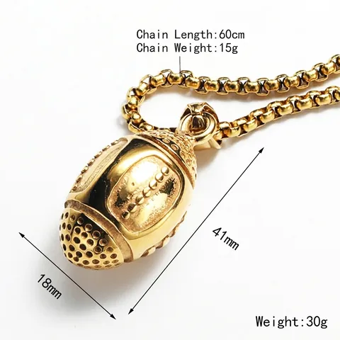 3D Amerikanischer Football Anhänger Halskette Edelstahl Rugby Ball Punk Streetwear Schmuck Für Männer