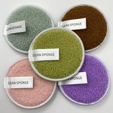 Reusable Microfiber Makeup Remover Puff Round Soft Velvet Washable Cleansing Sponge For Daily Face Skin Care
