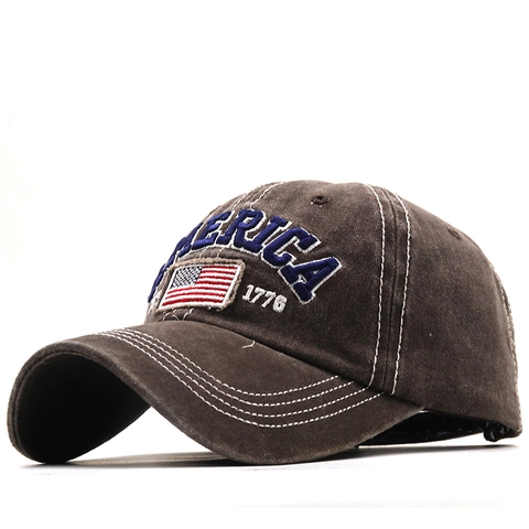Berretto Da Baseball In Cotone Lavato Con Ricamo America 1776 Cappello Da Sole Retrò Regolabile Stile Vintage