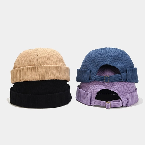 Gorro Docker De Pana Gorra Sin Ala Color Sólido Retro Ajustable Miki Hat Streetwear Para Hombre Mujer