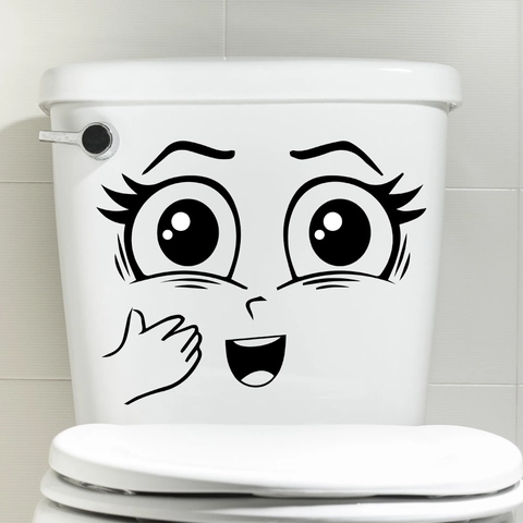 Adesivo Per Coperchio Del WC Faccia Cartone Animato Divertente PVC Autoadesivo Decorazione Bagno