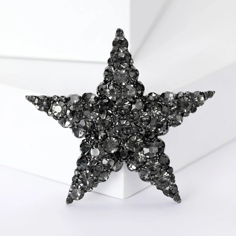 Broche Étoile À Cinq Branches Épingle Strass Scintillant Cristal Alliage Accessoire De Vêtement Élégant Mode Polyvalent