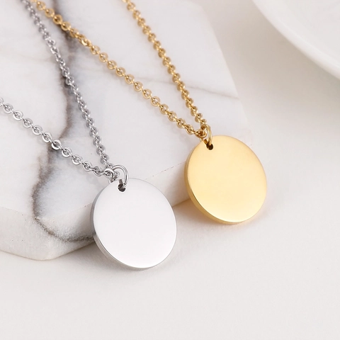 Minimalist Round Disc Pendant Necklace Stainless Steel Mirror Polished Clavicle Chain Fashion Jewelry
