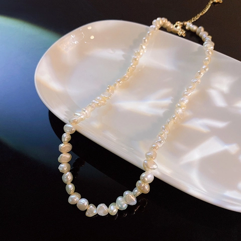 Baroque Freshwater Pearl Necklace Irregular Natural Beads Choker For Women Elegant Vintage Clavicle Chain Jewelry Accessory