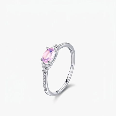 925 Sterlingsilber Ovaler Rosa Kristall Ring Für Damen Light Luxus Mode Eingelegte Strass Schmuck Fingerring