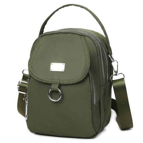 Women Mini Crossbody Bag Waterproof Nylon Multi Layer Zipper Small Shoulder Handbag Casual Lightweight Messenger For Girls