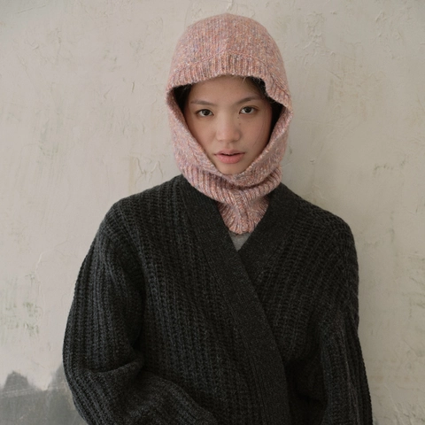 Knitted Balaclava Hat Women Colorful Marled Speckles Polyester Acrylic Wool Blend Hooded Scarf Thermal Outdoor