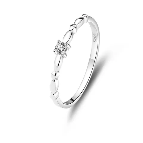 Bague Minimaliste en Argent Sterling 925 Forme de Vague pour Femme Simple Mode Incrustée de Zirconia Bague Empilable Bijoux Accessoire