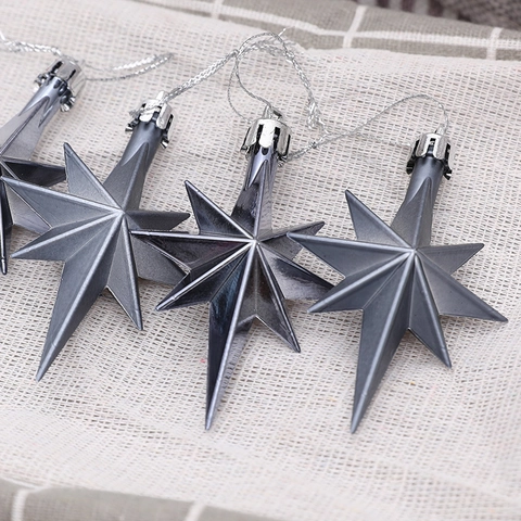 Stella Ottagonale Ornamenti Appesi Albero Di Natale Plastica Galvanizzata Metallico Stella 3D Decorazione Festa Casa