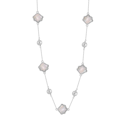 925 Sterling Silver Necklace With Genuine Freshwater Pearl And Mother Of Pearl Shell Pendants Minimalist Gold Choker For Women