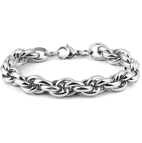 Rope Chain Necklace Stainless Steel Twisted Link Trendy Hip Hop Jewelry Unisex Durable