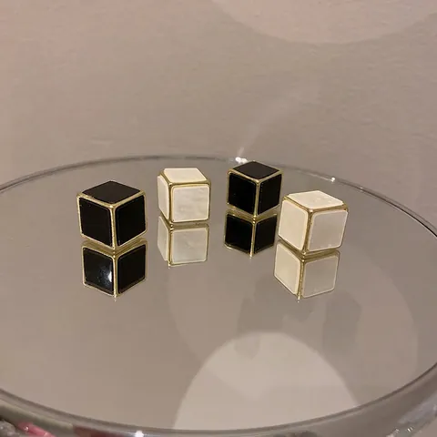 Boucles D'oreilles Clous Cube Géométriques Avec Tige En Argent Sterling 925 Alliage Carré Bijoux Mode Minimalistes