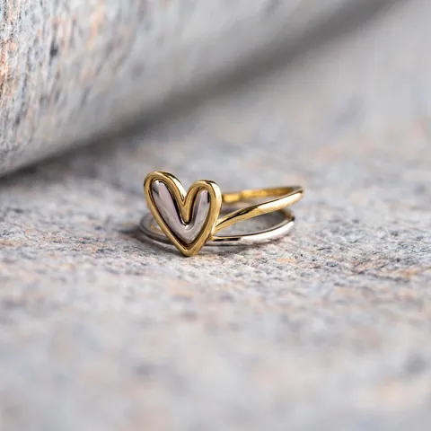 Anelli Cuore Oro E Argento Bicolore Minimalista Irregolare Regolabile Lega Gioielli Per Donne