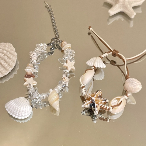 Bracciale Di Perline Di Conchiglia Naturale Stella Marina Fatto A Mano Gioielli Da Spiaggia Boho Per Donna Moda Estate