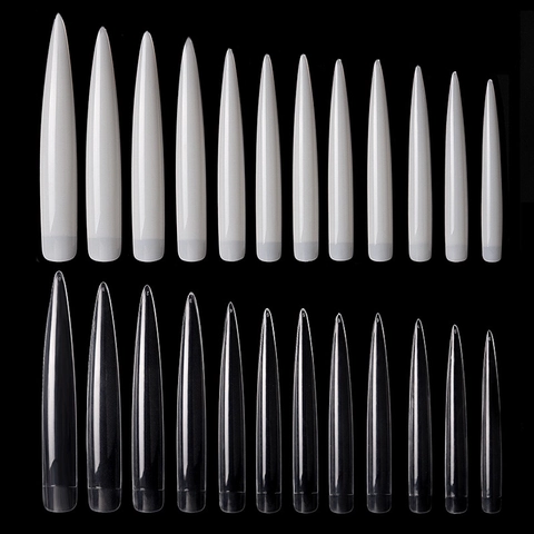 Unghie Finte Stiletto Extra Lunghe Trasparenti Colori Naturali Manicure Professionale Salone DIY Arte Delle Unghie