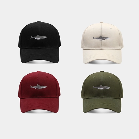 Cotton Baseballkappe Shark Stickerei Verstellbar Gebogene Krempe Outdoor Casual Sport Hut Für Herren Damen