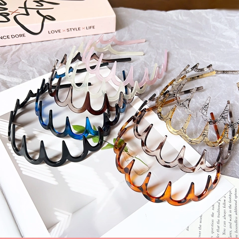 Diadema De Ondas Plástico Dientes Antideslizantes Aro De Pelo Accesorio De Peinado Para Mujer