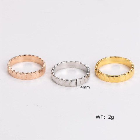 Anillo De Banda De Acero Inoxidable 304 Para Mujer Textura Escamas De Sirena Joyería Minimalista Pulida