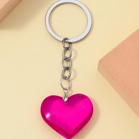 Portachiavi Cuore 3D Resina Pendente Colorato Trasparente Anello Chiave Per Donne Ragazze Borsa Auto Decorazione Regalo