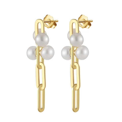 Boucles d'Oreilles en Argent Sterling 925 avec Perles d'Eau Douce pour Femmes Nœud Géométrique Baroque Strass Bijoux Cadeau