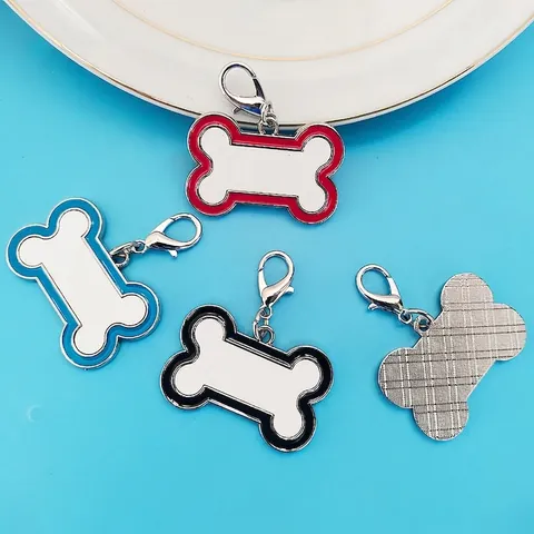 Zinc Alloy Pet ID Tag Enamel Bone Paw Shape Anti Lost Identification Blank Pendant For Dogs Cats Multi Color