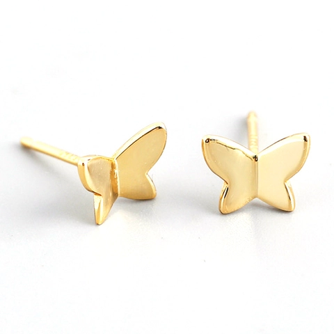 925 Argento Sterling Farfalla Orecchini a Bottone per Donna Piccoli Minimalisti Raffinati Forma Animale Orecchini Placcati Oro Argento